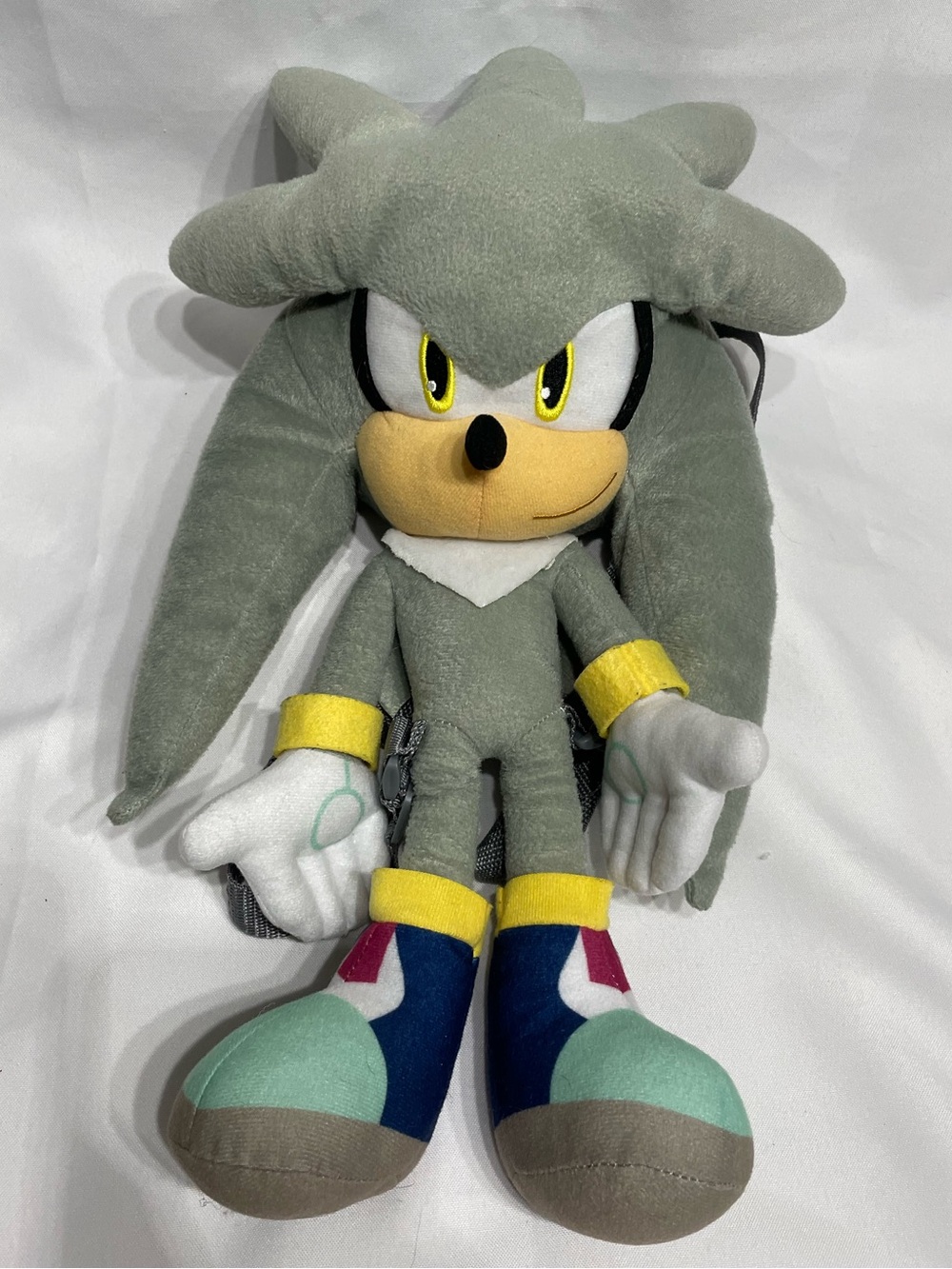 17” Sonic the Hedgehog Silver Plush Doll Backpack Excellent Condition
